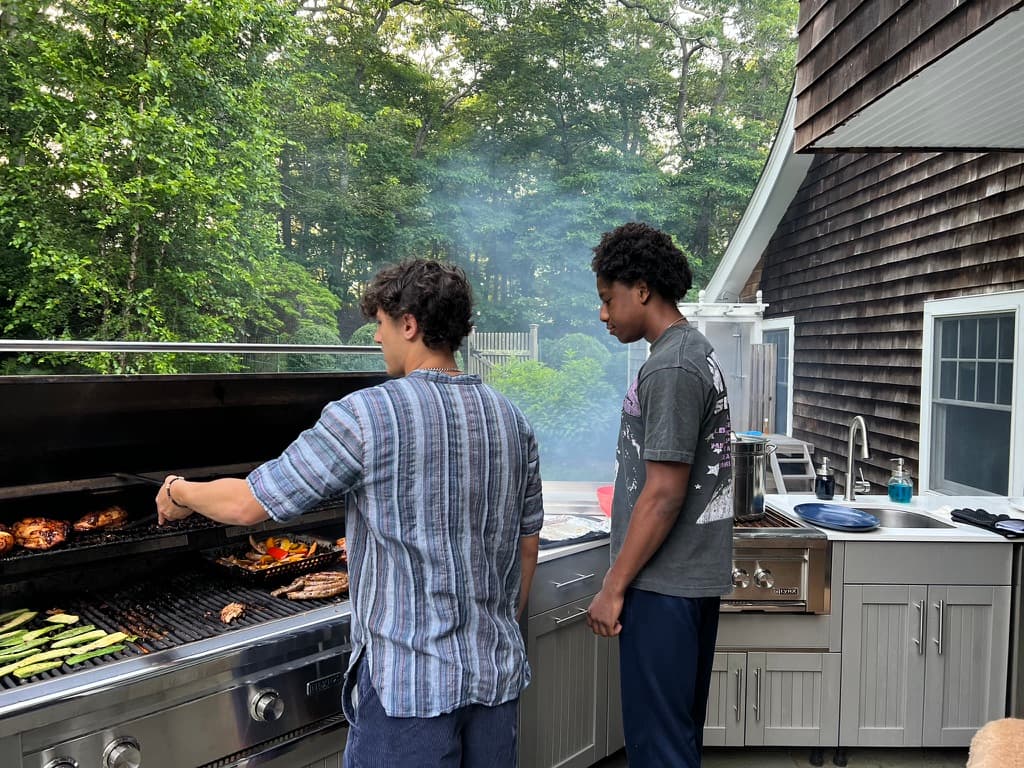 Dash grilling at a Hamptons outdoor kitchen